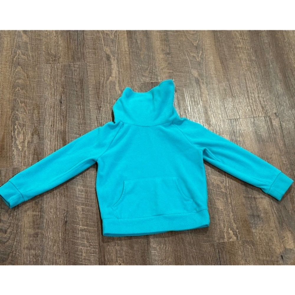 Old Navy Girls' Fleece Pullover Sweatshirt Size 5 XS Hoodie Sweater Teal Blue